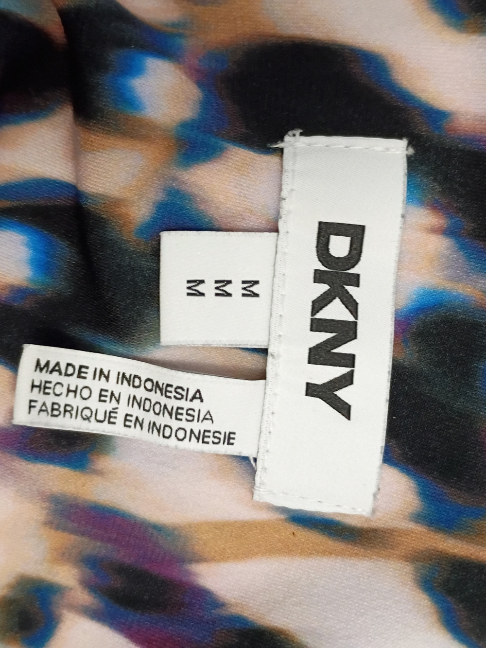 DKNYC Cream Leopard Print Sleeveless Shell with Blue and Purple Accents - Picture 6 of 6